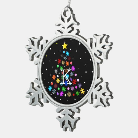 Autismus Snowflake Weihnachtsbaum Schneeflocken Zinn-Ornament (Rechts)
