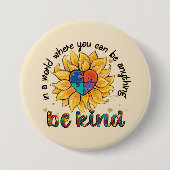 Autismus Sonnenblume ist freundlich Button (Vorderseite)