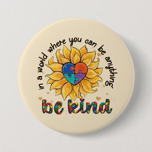 Autismus Sonnenblume ist freundlich Button (Vorderseite)