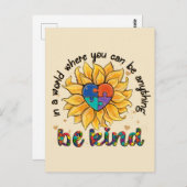 Autismus Sonnenblume ist freundlich Postkarte (Vorne/Hinten)