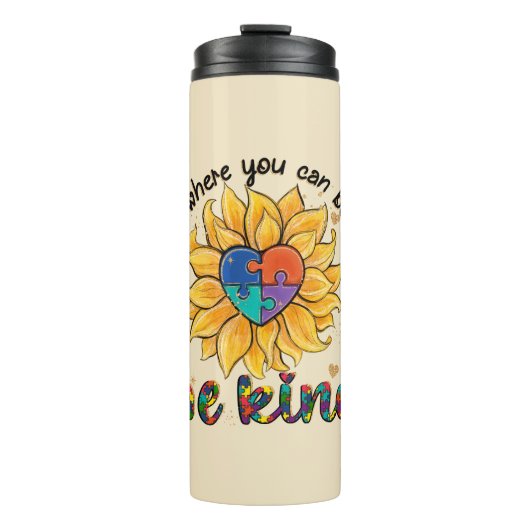 Autismus Sonnenblume ist freundlich Thermosbecher (Vorderseite)