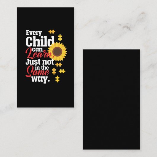 Autismus Sonnenblume Sonderlehrer für Bildung Visitenkarte (Vorne/Hinten)