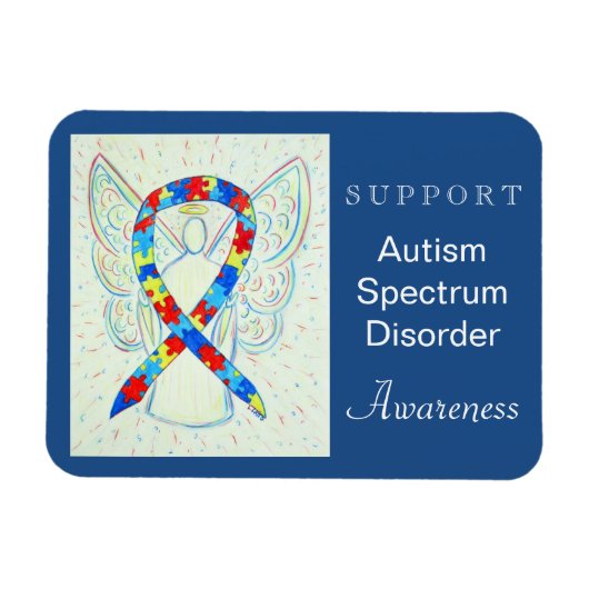 Autismus Spectrum Disorder (ASD) Ribbon Angel Magn Magnet (Horizontal)