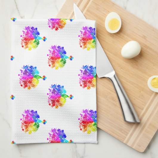 Autismus Spectrum Trees Geschirrtuch (Viertel Falte)