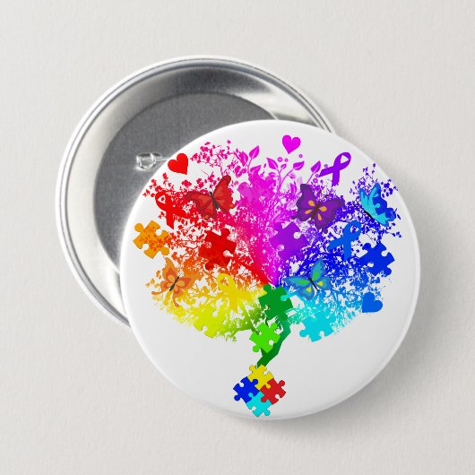 Autismus-Spektrum-Baum Button (Vorne & Hinten)