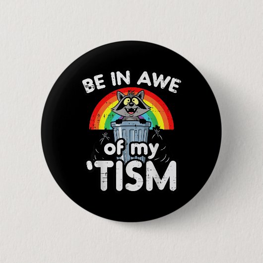 Autismus Staunen Sie über Tism-Waschbär ASD-Bewuss Button (Vorderseite)