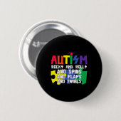 Autismus Steine Rollen Spinnen und Spulen Button (Vorne & Hinten)