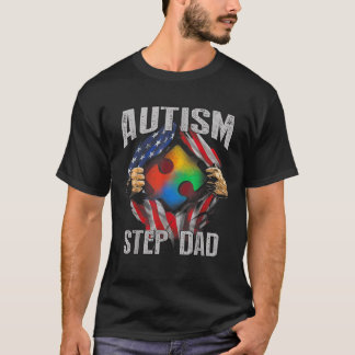 Autismus Step Vater American Flag Autiseness T S T-Shirt