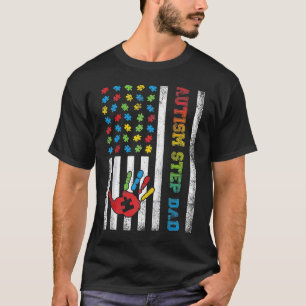 Autismus-Stiefvater Amerikanische Flagge Autismus- T-Shirt