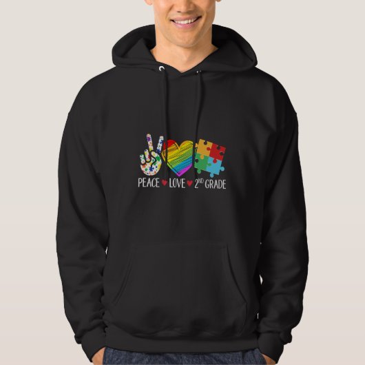 Autismus Studentenlehrer Kids Peace Liebe Autismus Hoodie (Vorderseite)