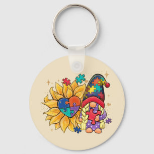 Autismus Sunflower Gnome Schlüsselanhänger