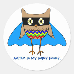 Autismus-Superheld-Autismus färbt Eulen-Zickzacke Runder Aufkleber