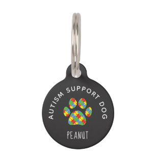 Autismus Support Dog Pawprint Puzzle Pet ID Tag Haustiermarke