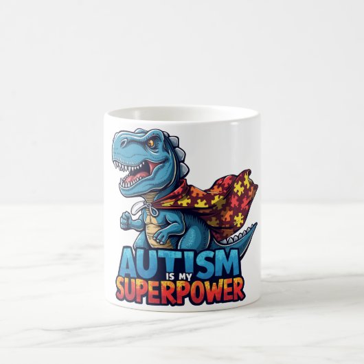 Autismus T-Rex Superpower Awareness Kaffeetasse (Mittel)