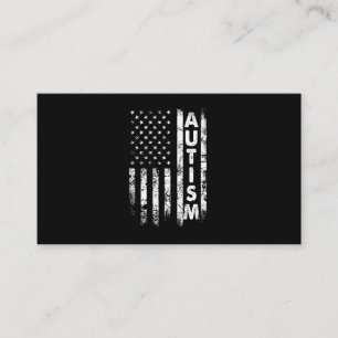 Autismus-T-Shirt Amerikanische Flagge Grunge Visitenkarte