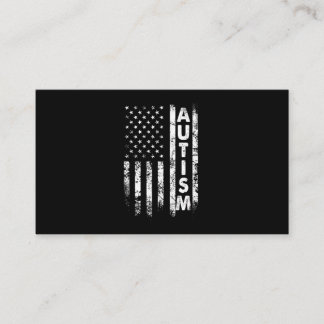 Autismus-T-Shirt Amerikanische Flagge Grunge Visitenkarte