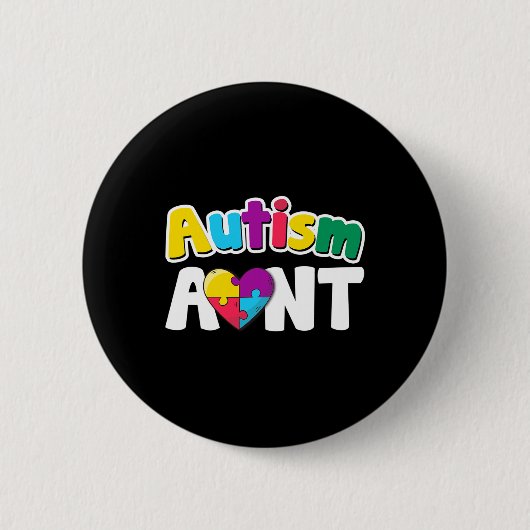 Autismus Tante Bewusstsein Puzzle Pieces Farben Ge Button (Vorderseite)