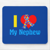 Autismus Tante I Liebe Mein Nephew Blue Heart Mousepad (Vorne)