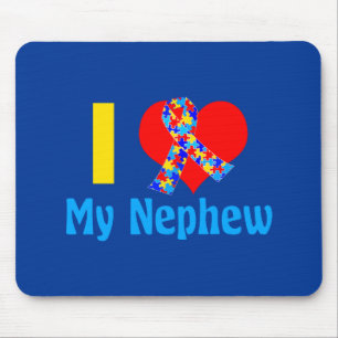 Autismus Tante I Liebe Mein Nephew Blue Heart Mousepad