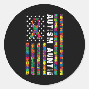 Autismus Tanttie American Flag Autismus Awareness Runder Aufkleber