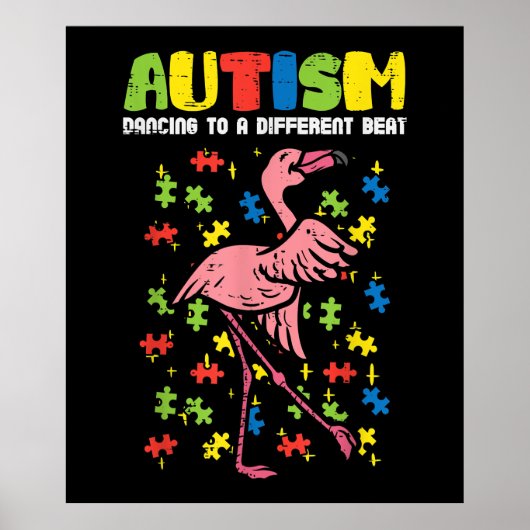 Autismus tanzen Anderer Beat Flamingo Niedlich Poster (Vorne)
