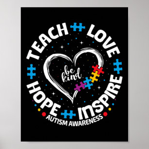 Autismus Teach Liebe Inspirierte Hoffnung Lehrer B Poster