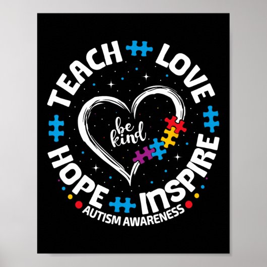 Autismus Teach Liebe Inspirierte Hoffnung Lehrer B Poster (Vorne)