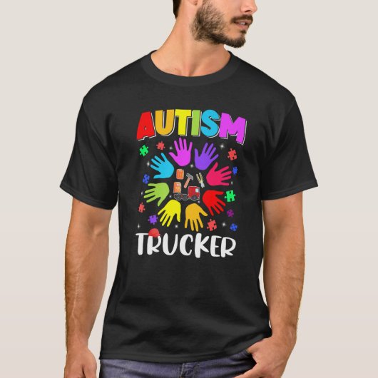 Autismus Trucker Puzzle Autismus Bewusstsein Autis T-Shirt (Vorderseite)