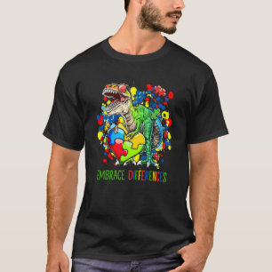 Autismus Umarme Unterschiede Dinosaurier T-Rex Kin T-Shirt