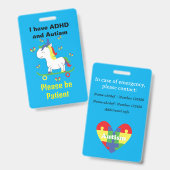 Autismus und ADHD Lanyard Neurodivergent ID Ausweis (Vorder- & Rückseite)