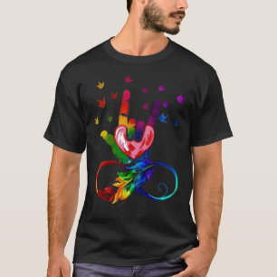 Autismus Unendlichkeit Symbol Asl Hand Gebärdenspr T-Shirt