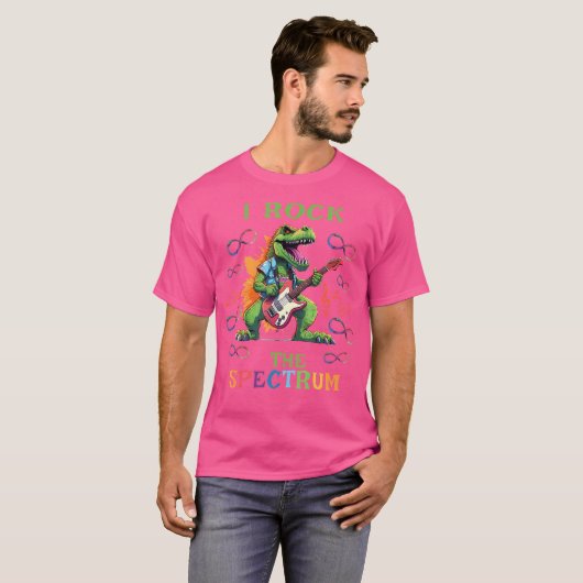 Autismus Unendlichkeit Trex I Rock the Spectrum T-Shirt (Vorne ganz)