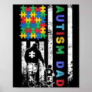 Autismus-Vater Amerikanische Flagge USA Autismus-B Poster