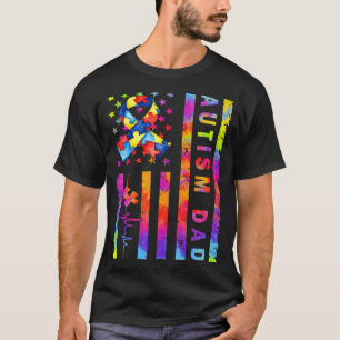 Autismus-Vater-Bewusstsein Amerikanische Flagge US T-Shirt
