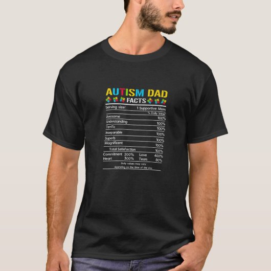 Autismus Vater Funny NutriFactact Autismus Awarene T-Shirt (Vorderseite)