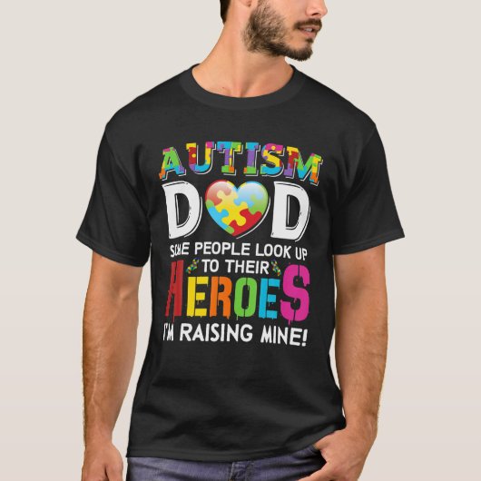 Autismus Vater Mein Sohn ist Helden Autismus Bewus T-Shirt (Vorderseite)