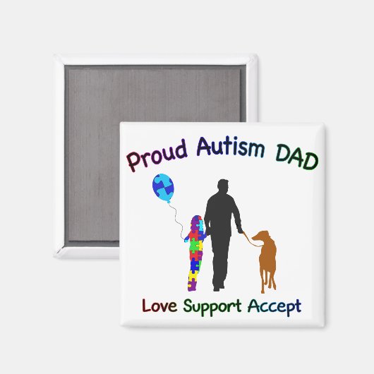 Autismus Vater mit Hund Magnet (Vorderseite/Rückseite)
