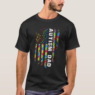Autismus Vater Sensibilisierung Amerikanisch Flagg T-Shirt