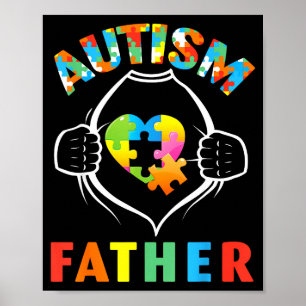 Autismus Vater Superheld Puzzle Herz Bewusstsein U Poster