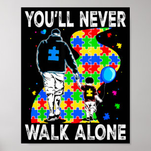 Autismus-Vater-Unterstützung Allein Puzzle Du Wirs Poster
