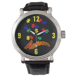 Autismus Vintager Lederband Armbanduhr