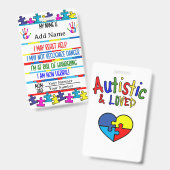 Autismus-Warnung nonverbaler Autistischer Kontakt Ausweis (Vorder- & Rückseite)