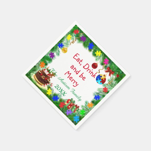 Autismus Weihnachts-Party Serviette (Ecke)