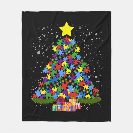 Autismus - Weihnachtsbaum Fleecedecke (Vorderseite)