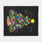 Autismus - Weihnachtsbaum Fleecedecke (Vorderseite (Horizontal))