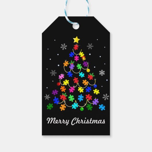 Autismus Weihnachtsbaum Geschenkanhänger (Rückseite)