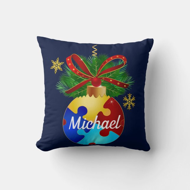 Autismus Weihnachtsbaum Kissen (Vorderseite)