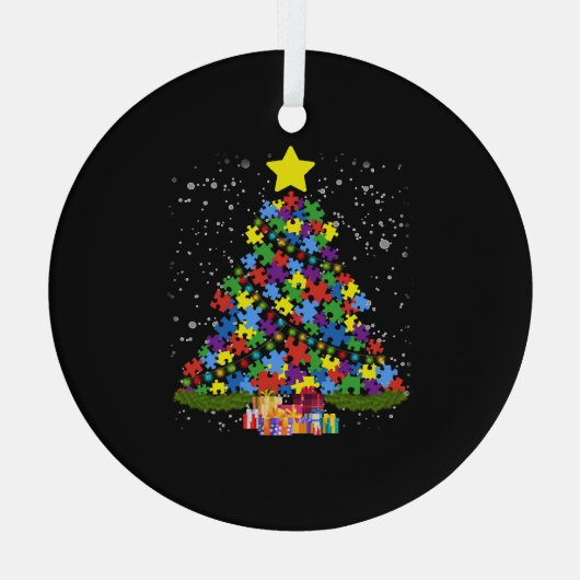 Autismus - Weihnachtsbaum Ornament Aus Glas (Rückseite)