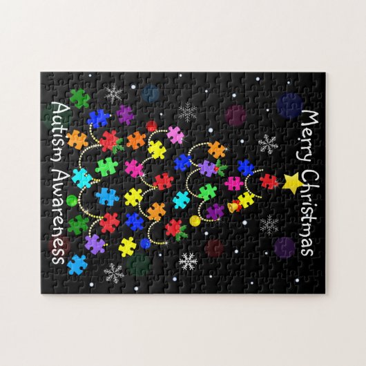 Autismus Weihnachtsbaum Puzzle (Horizontal)