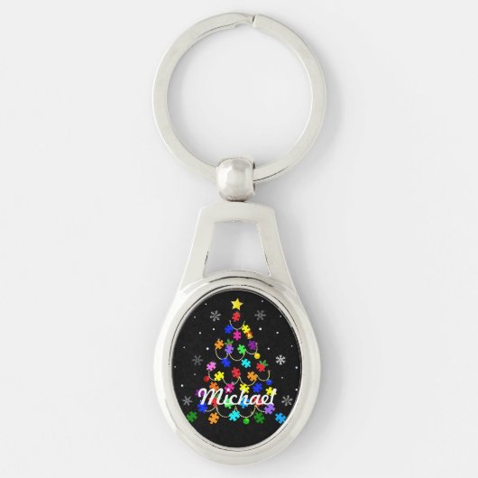 Autismus Weihnachtsbaum Schlüsselanhänger (Vorderseite)